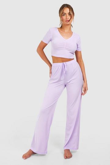 Short Sleeve And Pants Pj Set lilac