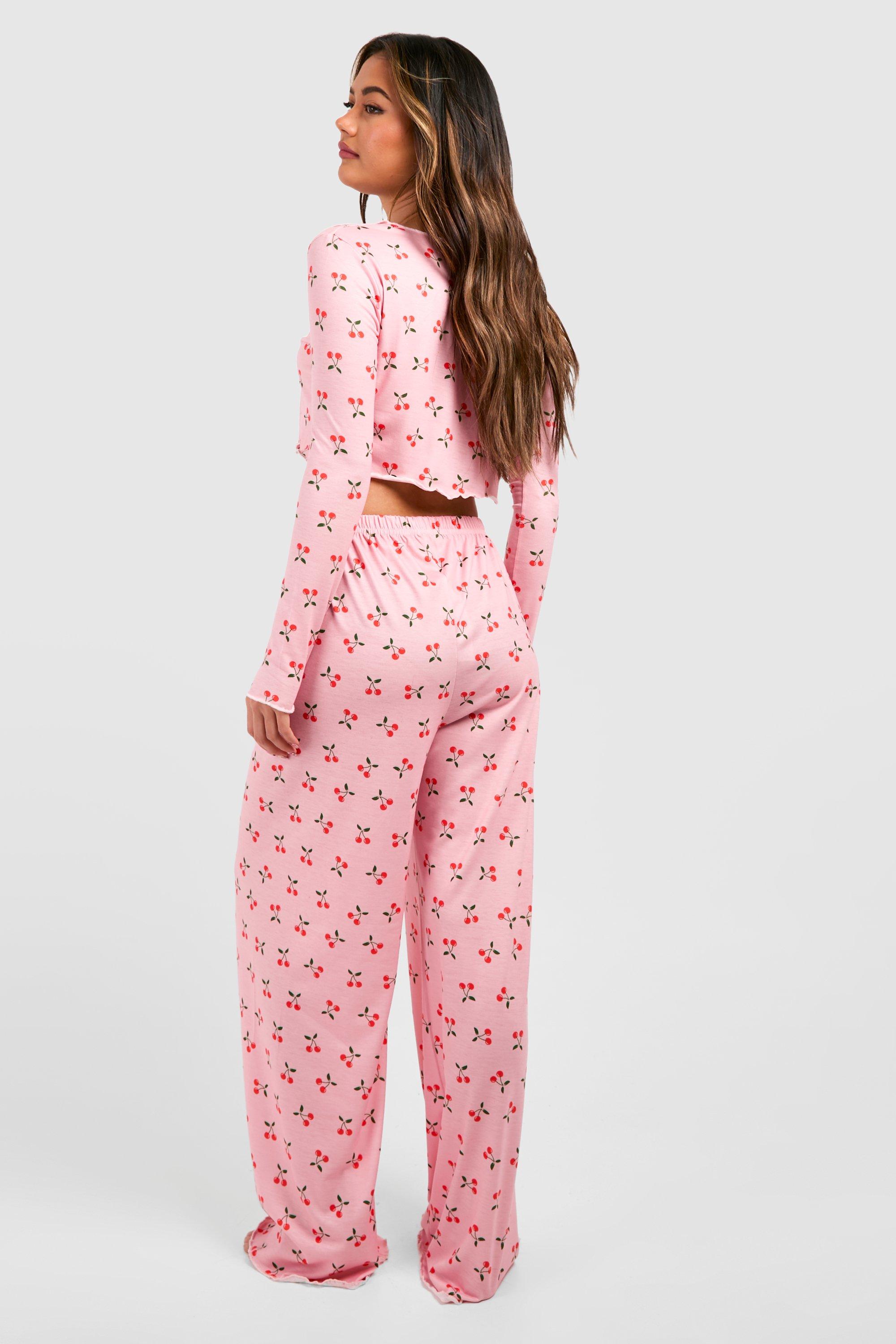 Cherry Pj Trouser Set boohoo CA