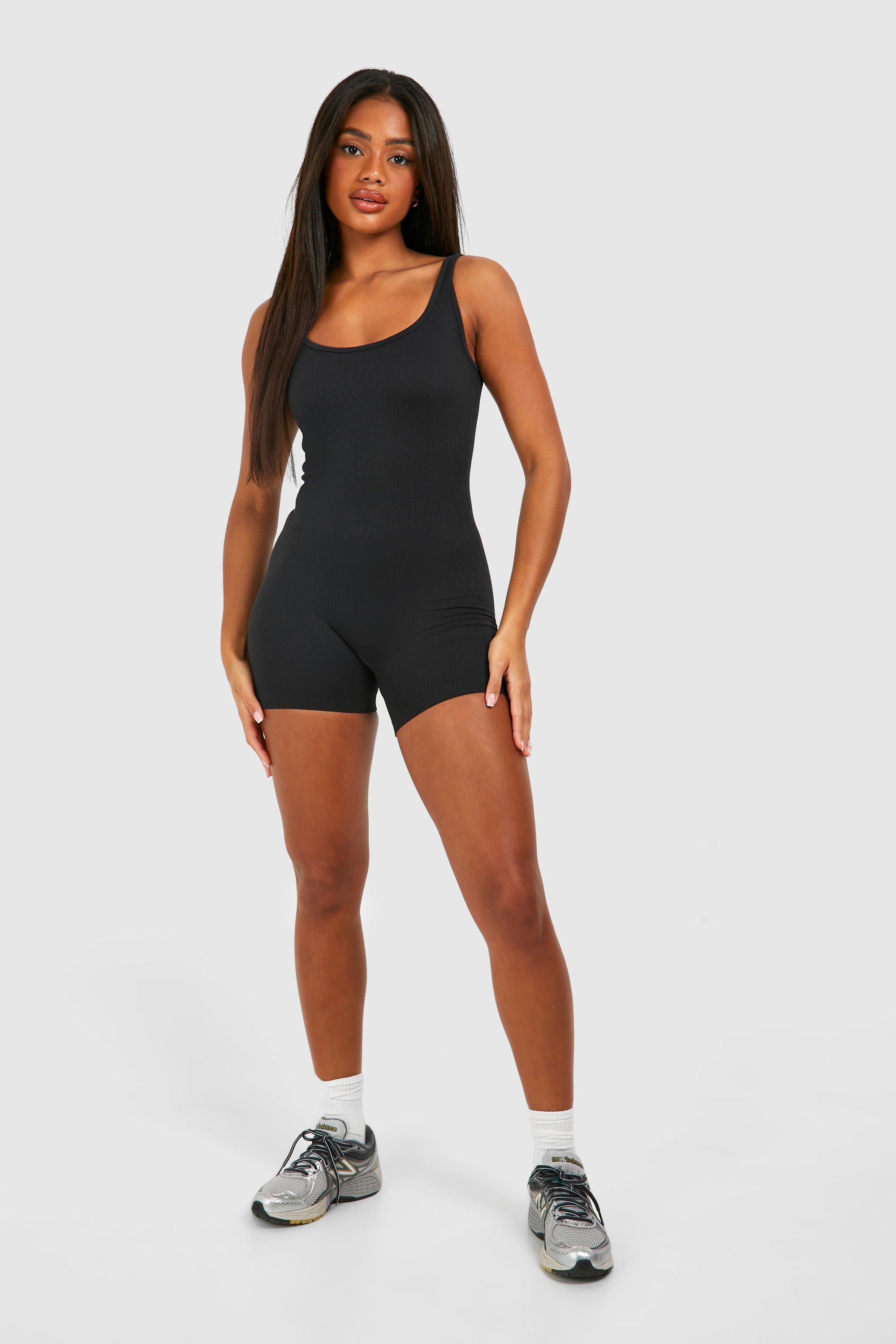 Contour Rib Scoop Neck Unitard Playsuit