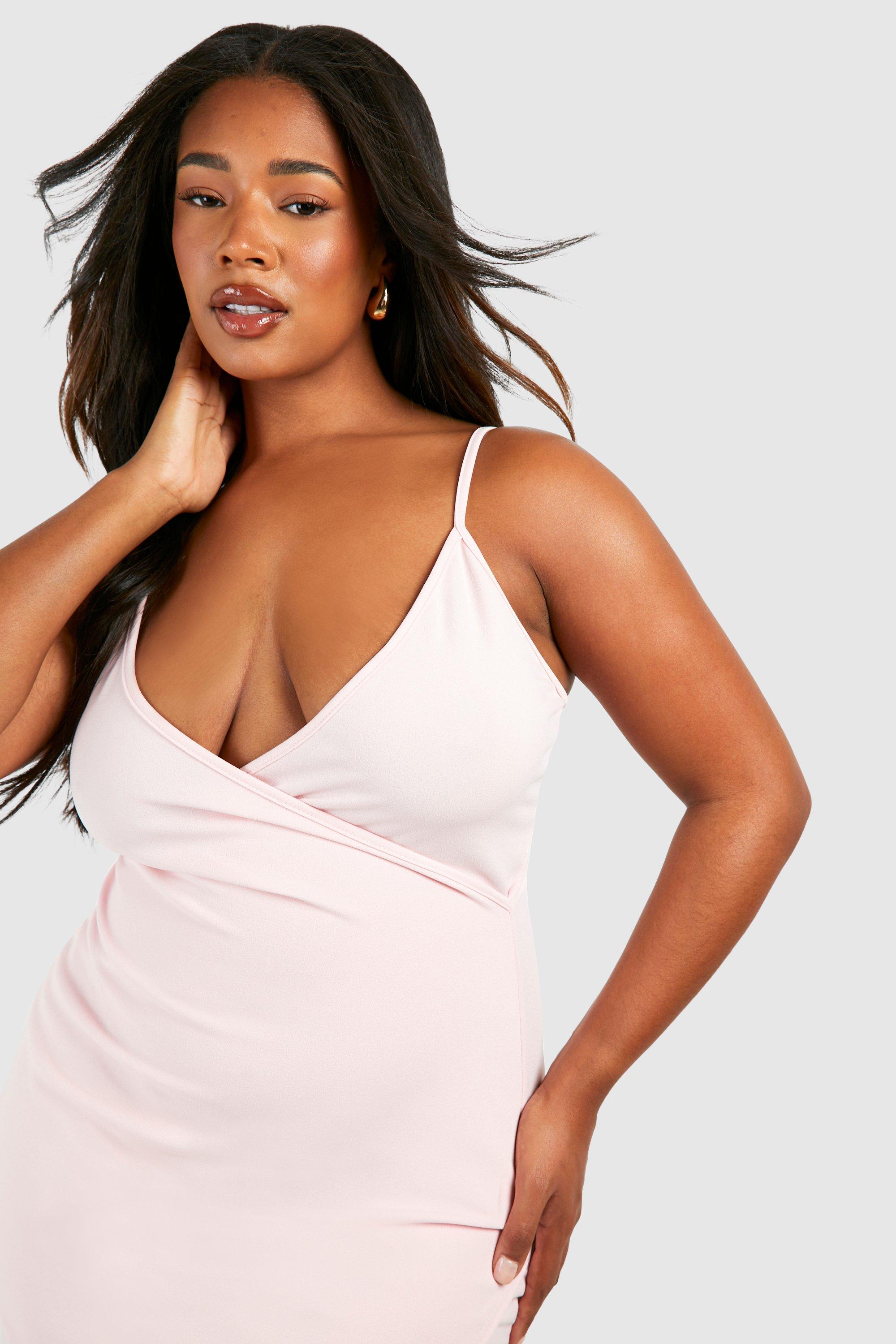 Plus Scuba Ruched Wrap Midi Dress | boohoo USA