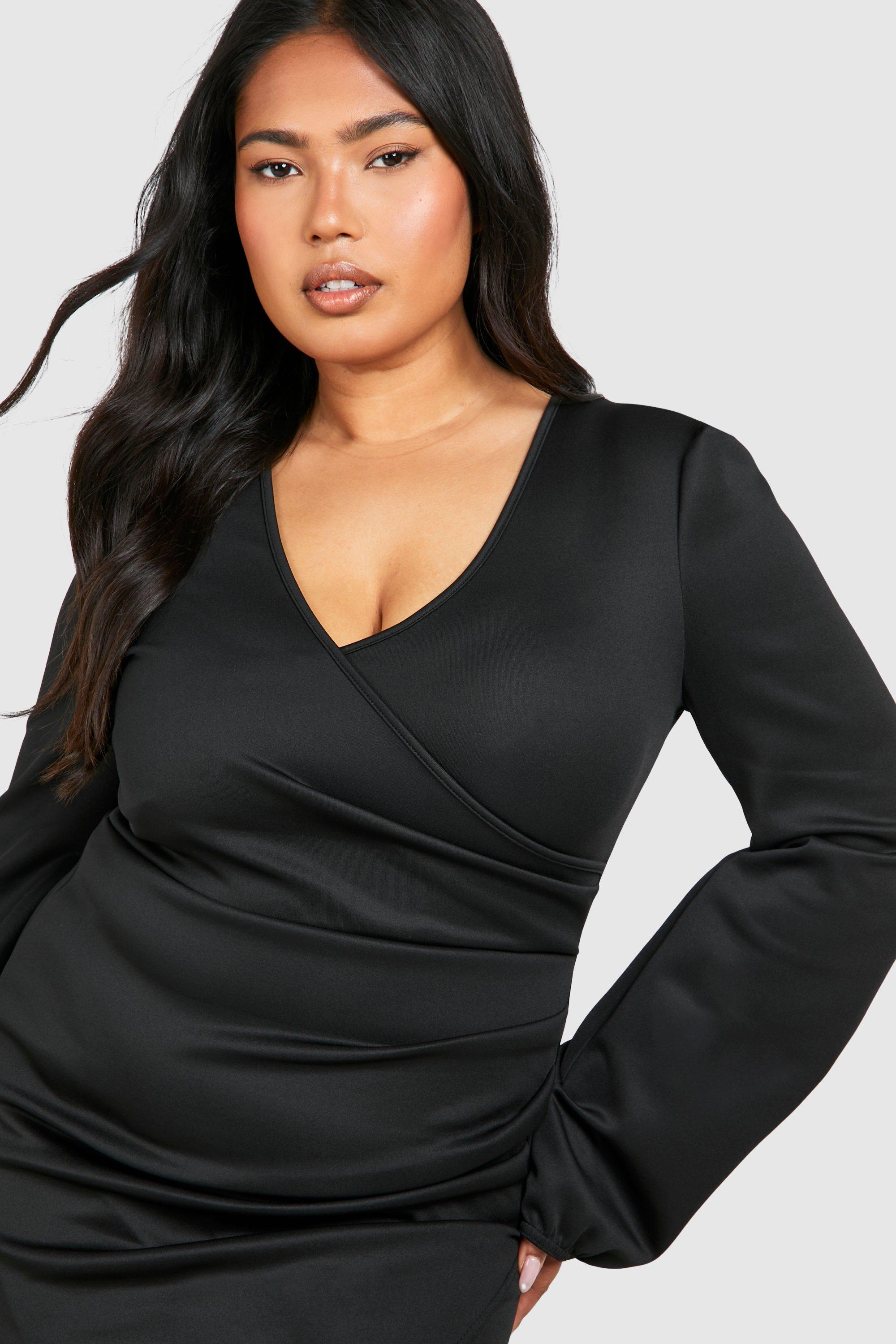 Boohoo black dress plus size best sale