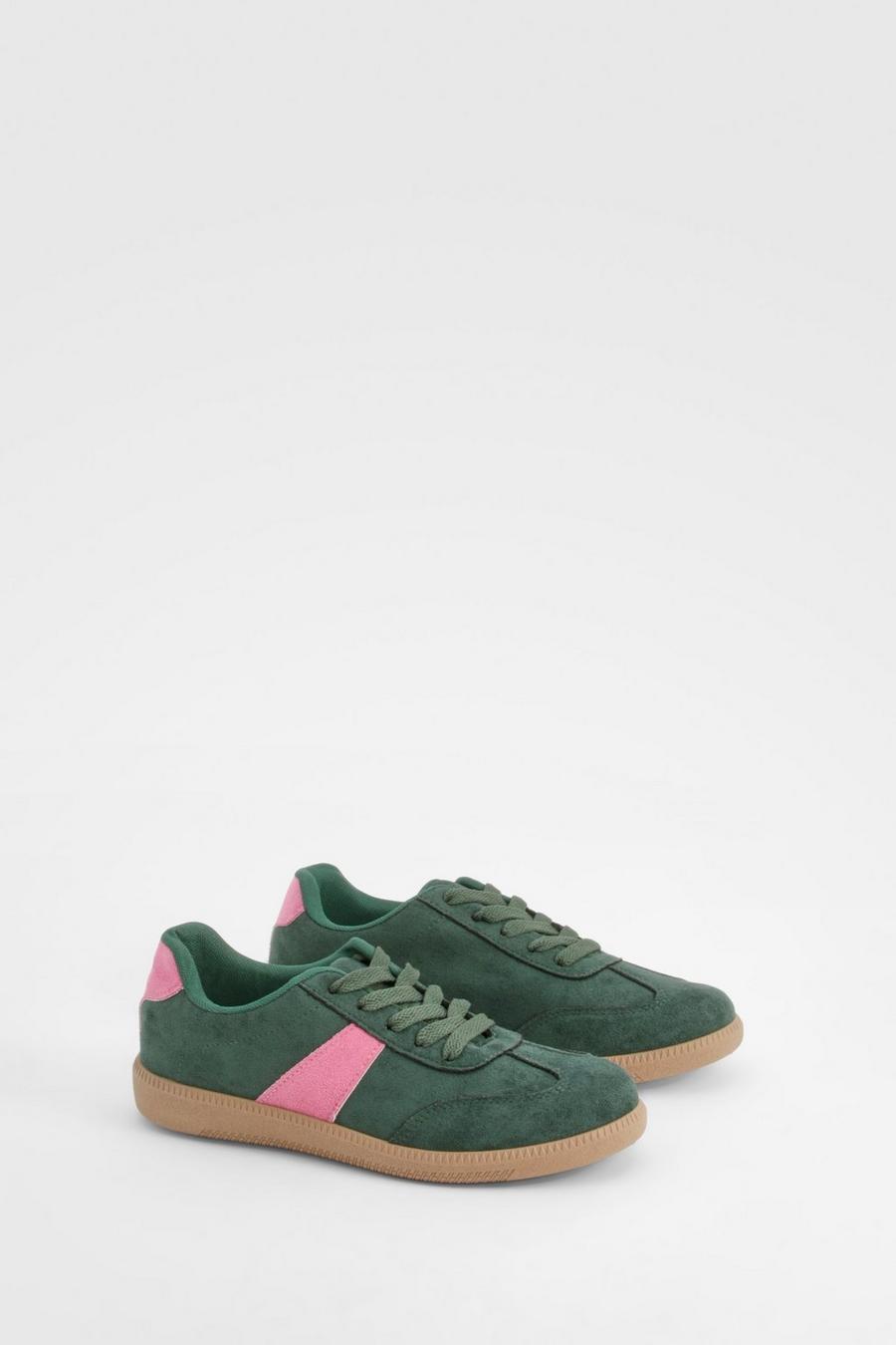 Green Contrast Panel Gum Sole Trainers image number 1