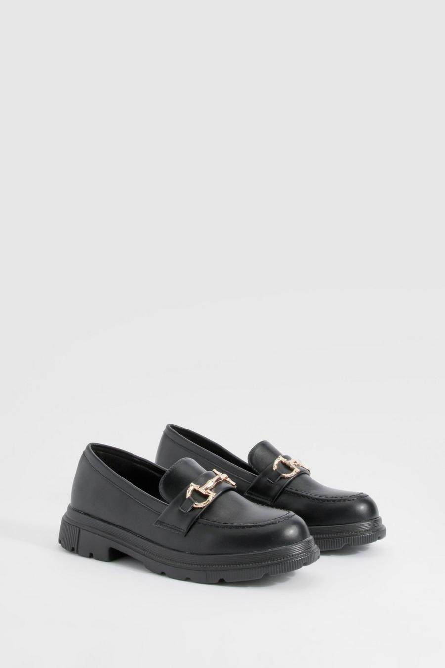 Black T Bar Chunky Loafers  