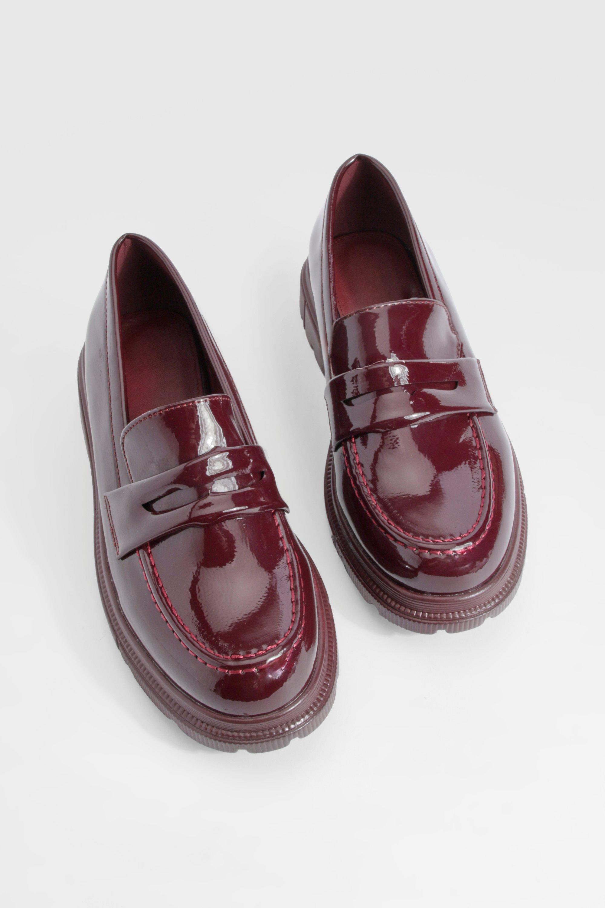 Burgundy patent loafers store womens