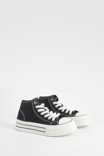 Chunky Sole Hi Top Trainers black