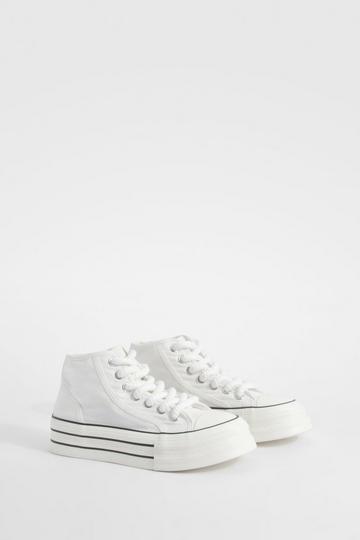 Chunky Sole Hi Top Trainers white