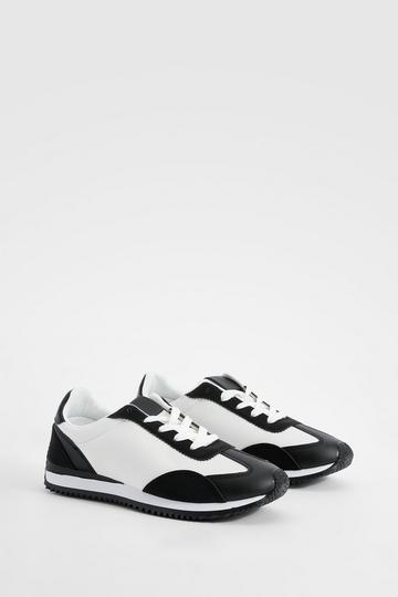 Panel Detail Lace Up Sneakers black