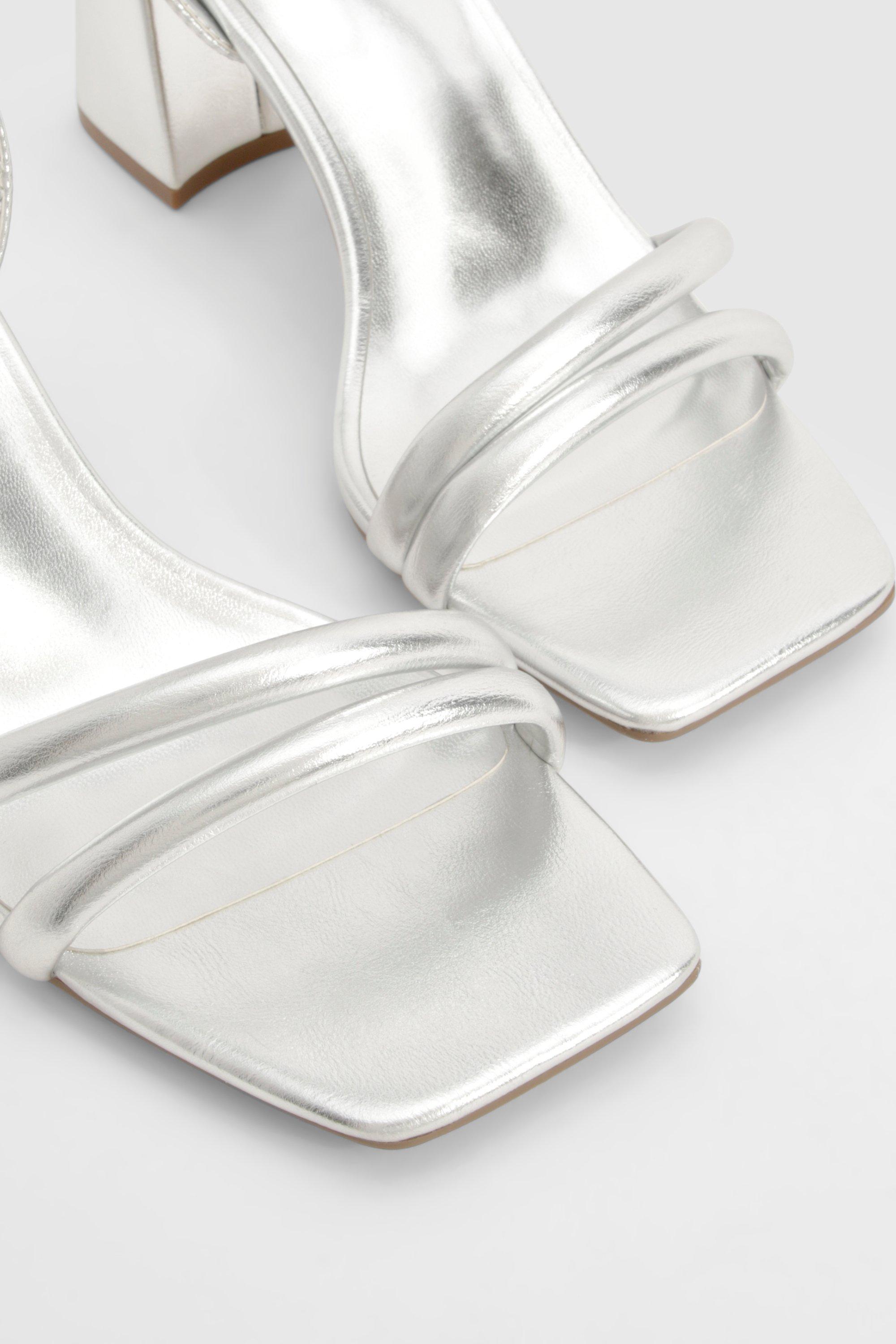 Womens silver block heels sales