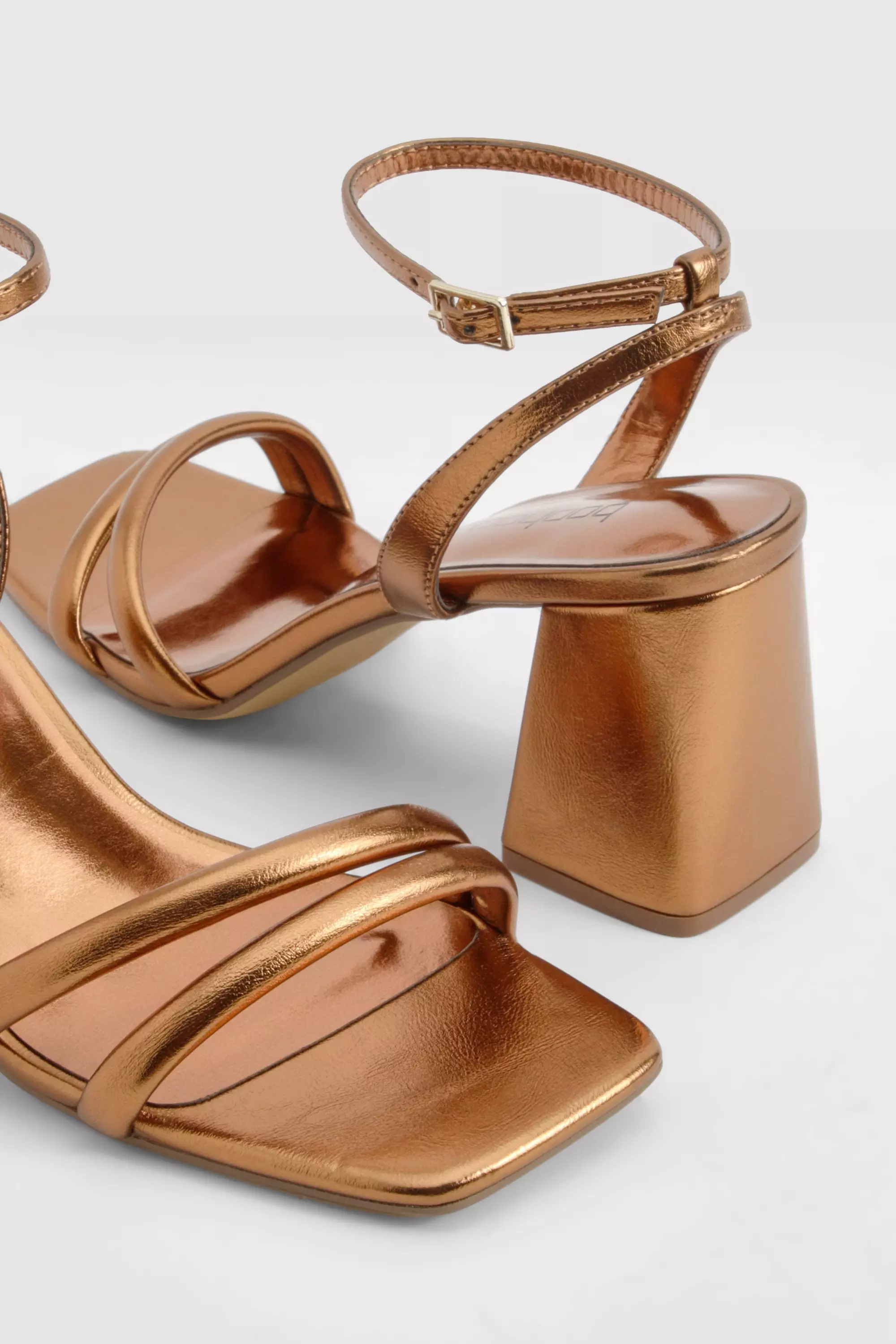 Bronze block heels clearance