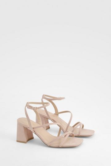 Mid Block Heel Strappy Sandals nude