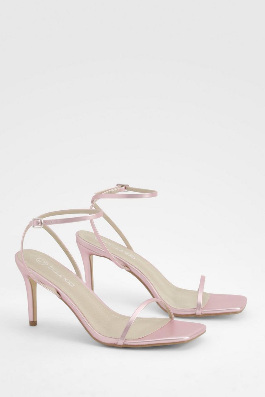 Pink Metallic Barely There Low Stiletto Heel  image number 1