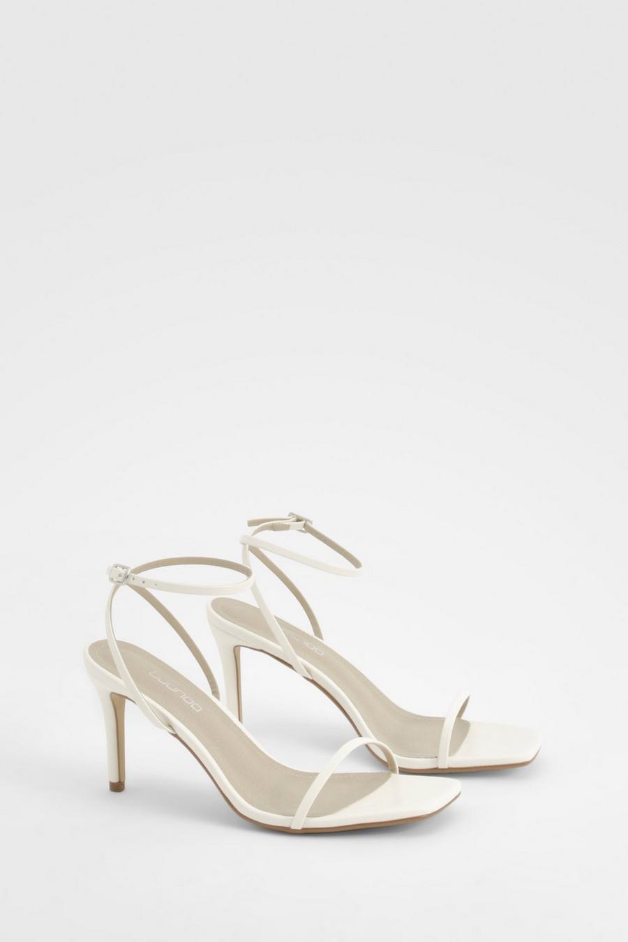 White Barely There Low Stiletto Heel  image number 1