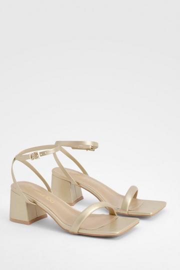 Metallic Square Toe Block Heel Two Part Heels gold