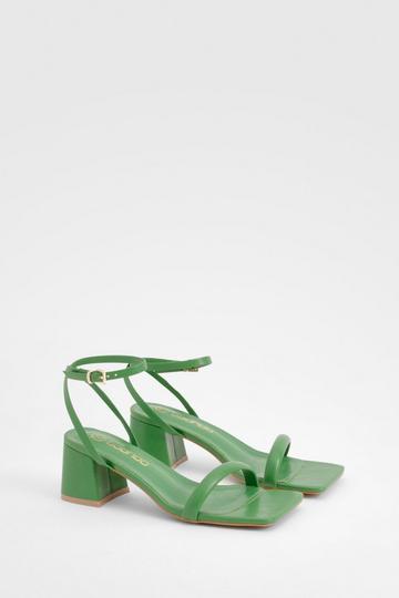 Green Square Toe Block Heel Two Part Heels