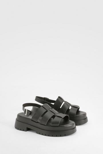 Black Chunky Fisherman Sandals