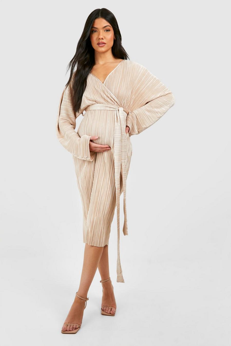 Maternité - Robe de grossesse mi-longue plissée, Champagne image number 1