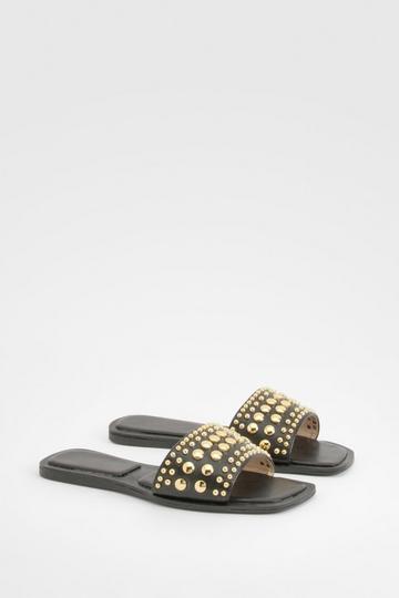 Stud Detail Sliders black