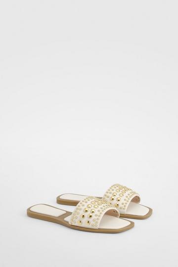 White Stud Detail Sliders