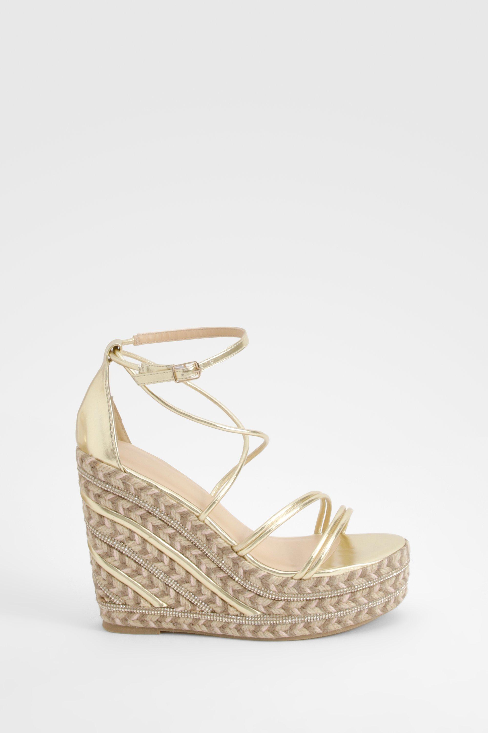 Metallic Strappy Detail Wedges boohoo DK