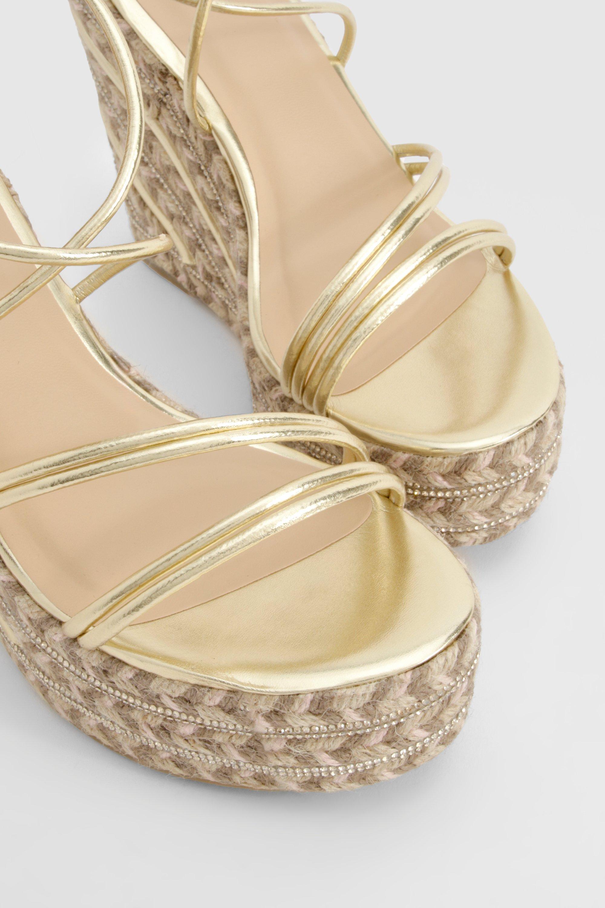 Boohoo gold wedges hot sale