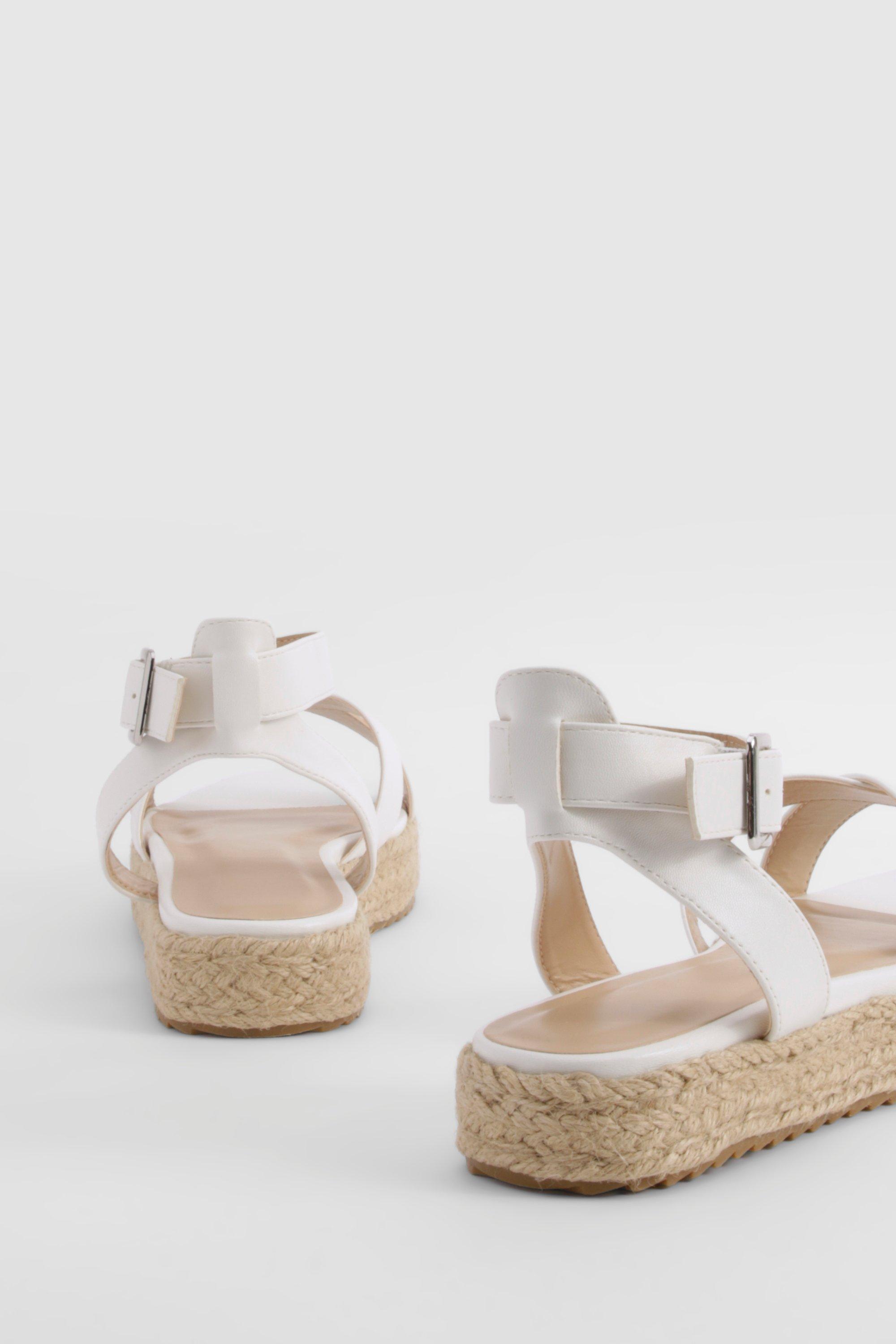 Cross Over Flatform Espadrille Sandals boohoo DK
