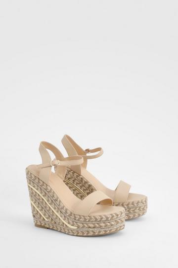 Nude 2 Part Contrast Detail Sole Wedges