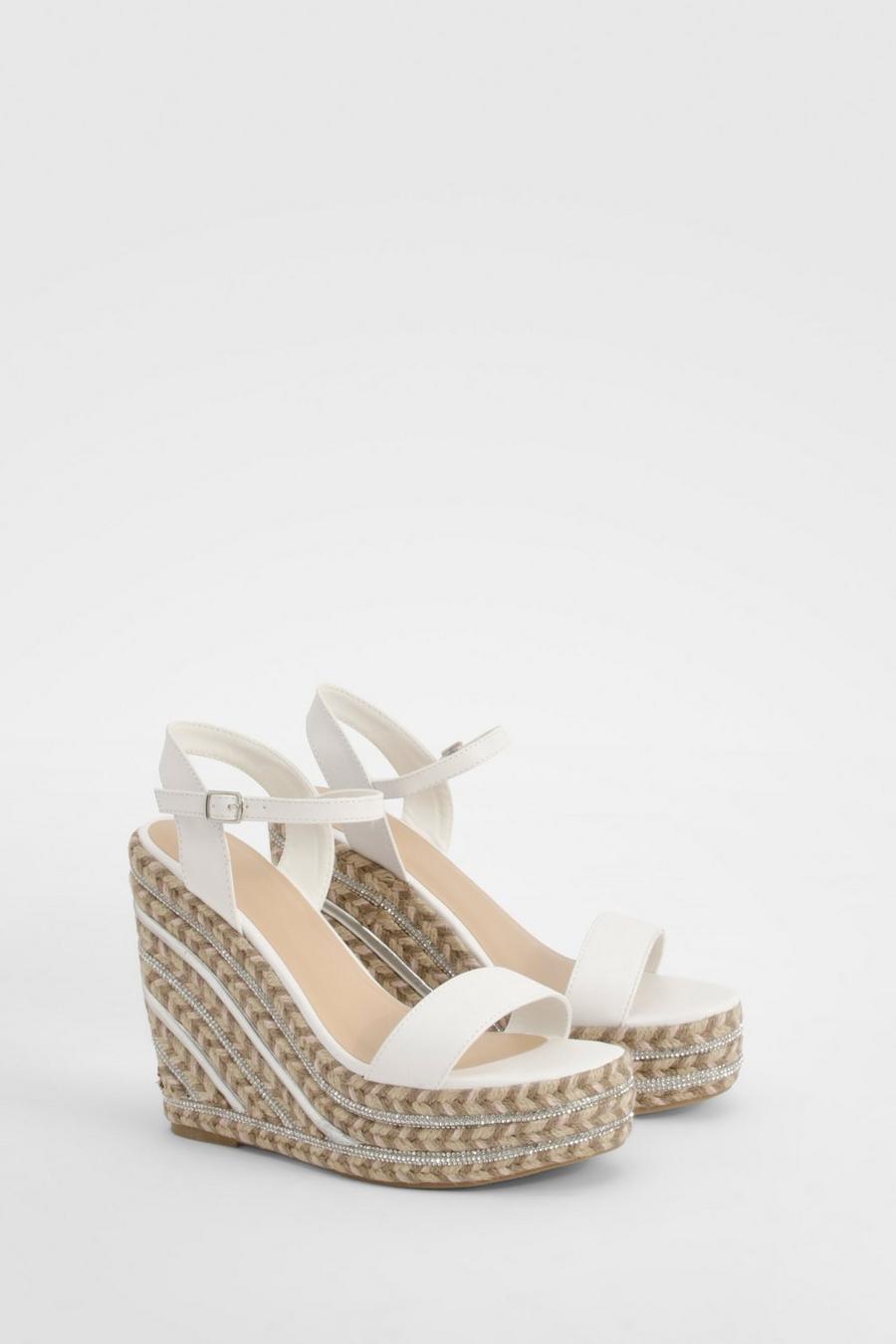 White 2 Part Contrast Detail Sole Wedges image number 1