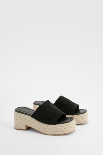 Wide Width Split Sole Mule Wedges black