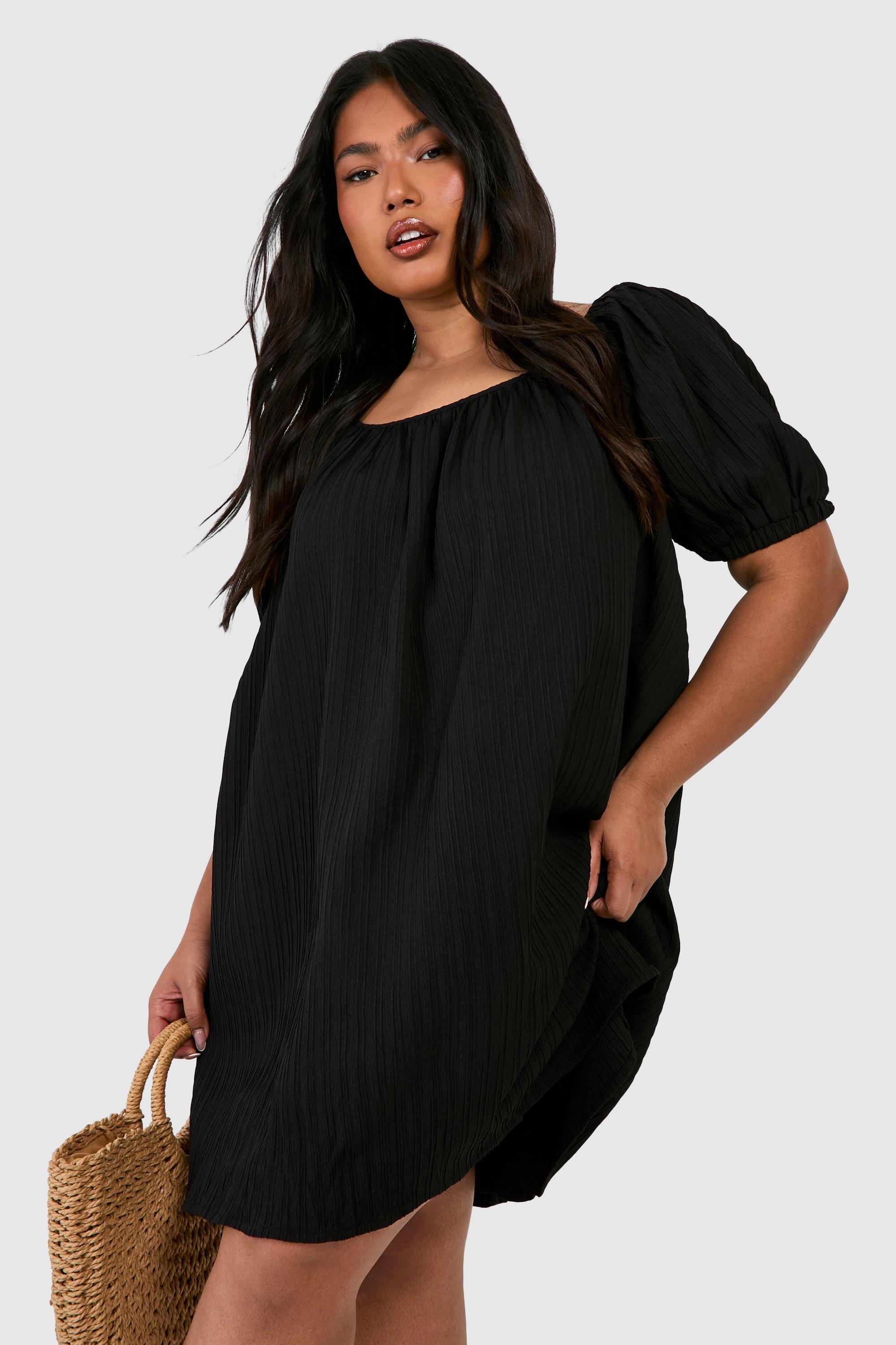 Grande taille Robe droite a manches bouffantes