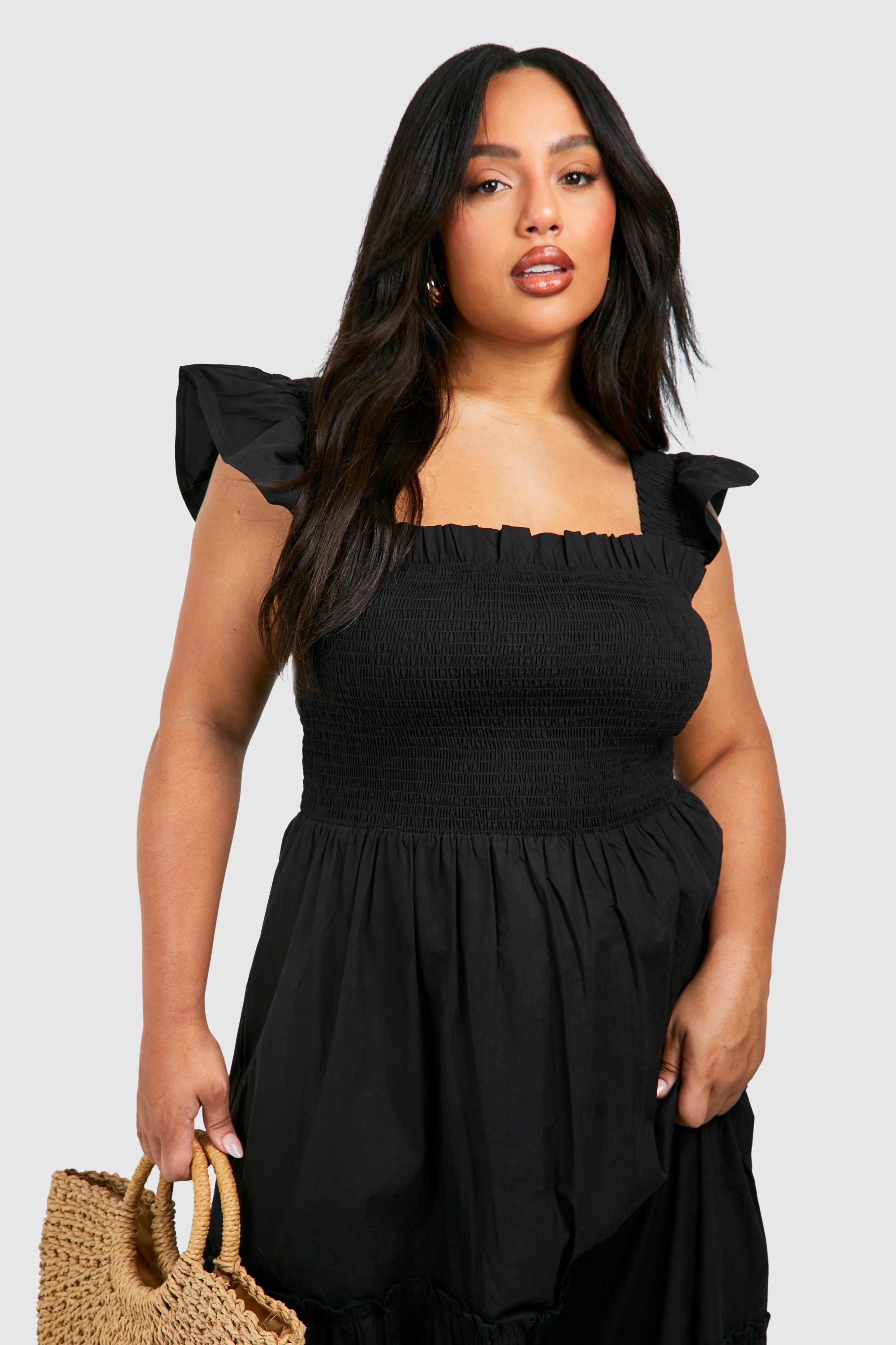 Black frill smock dress best sale