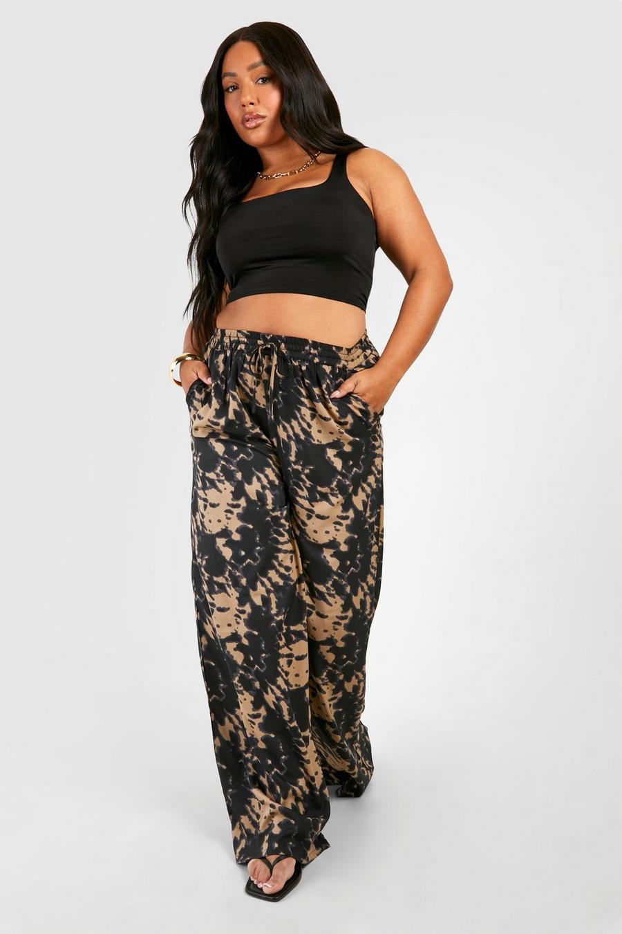 Multi Plus Abstract Print Wide Leg Pants image number 1