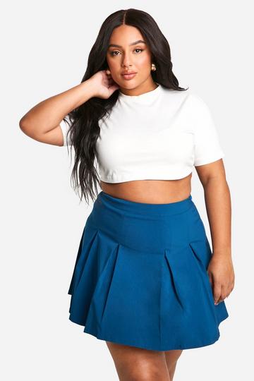 Plus Bengaline Pleated Skater Skirt petrol