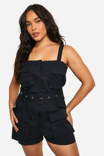 Plus Utility Cargo Romper black