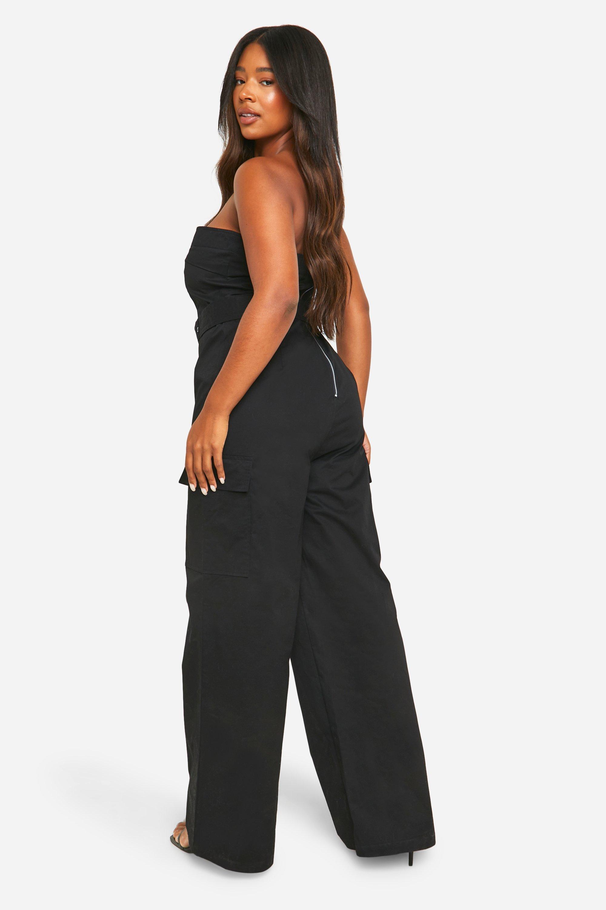 Utility black jumpsuit sales