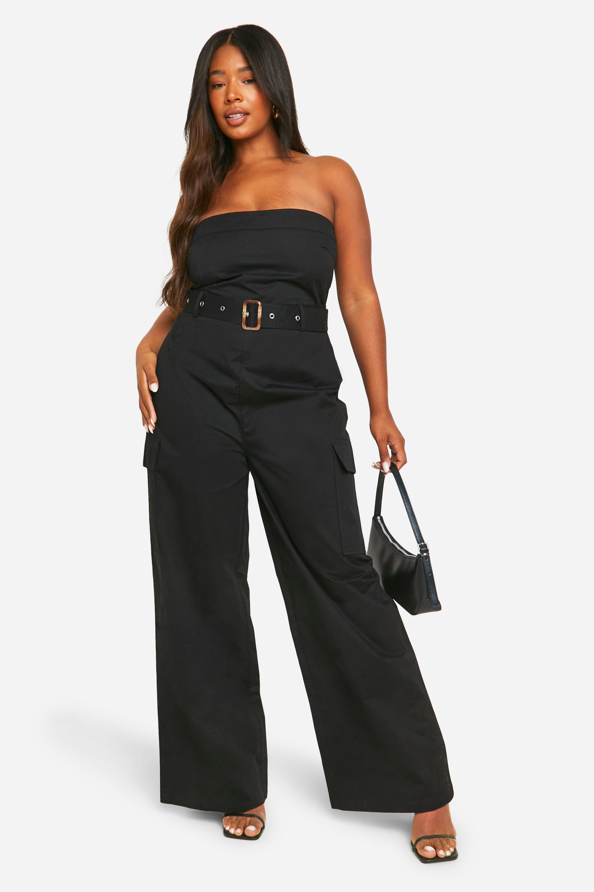 Plus Utility Bandeau Belted Jumpsuit
