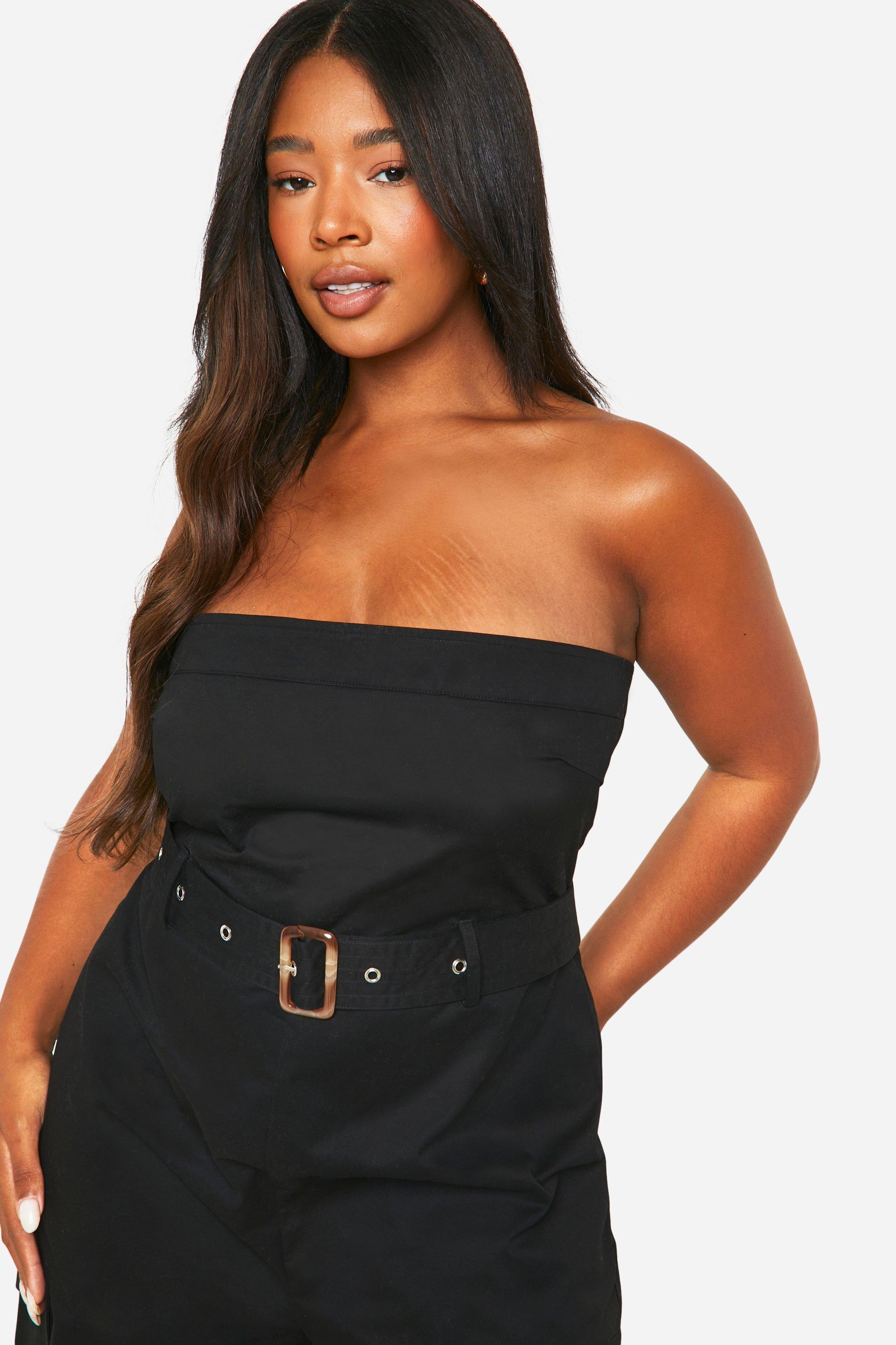 Boohoo strapless jumpsuit on sale