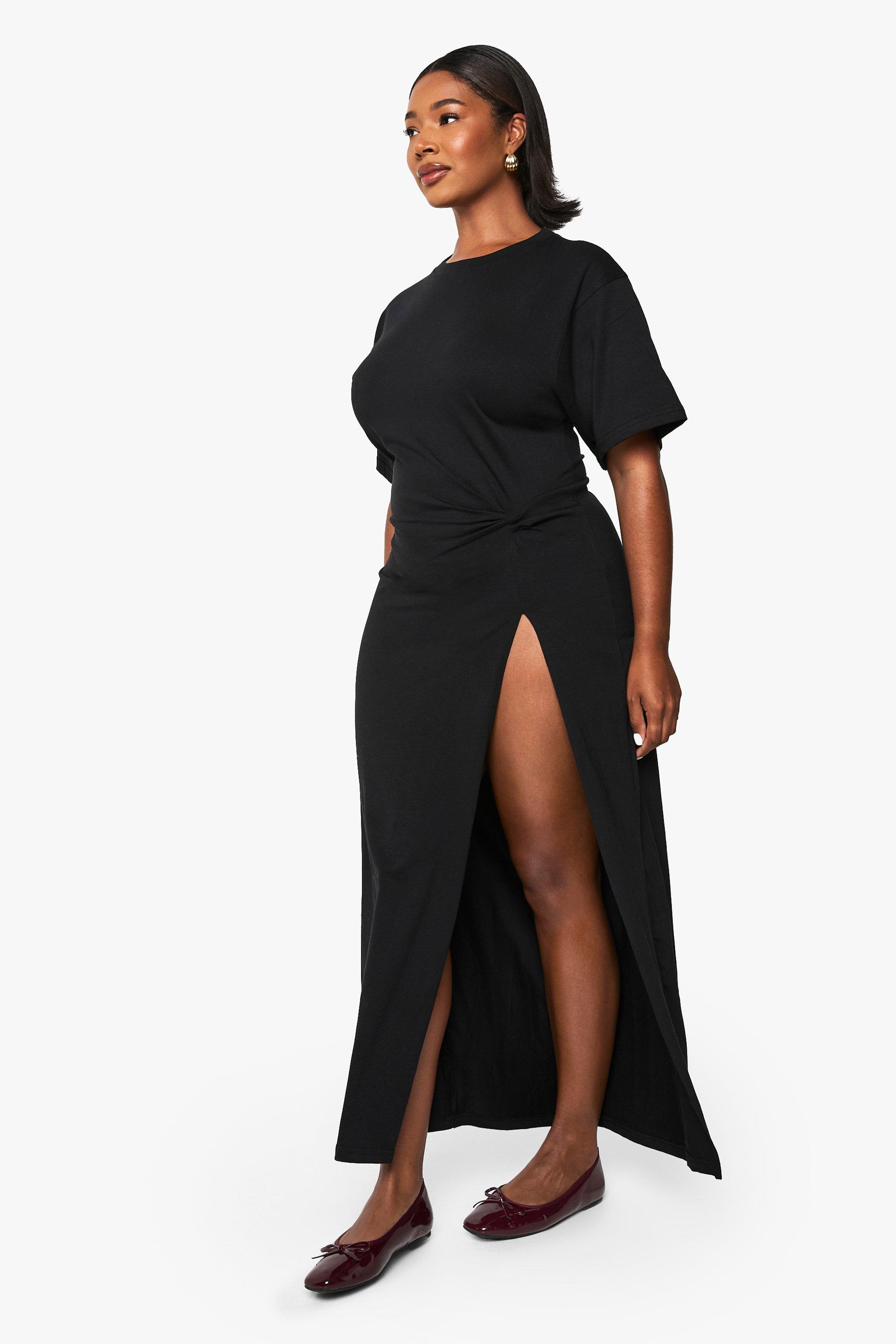 Plus size black t shirt dress on sale