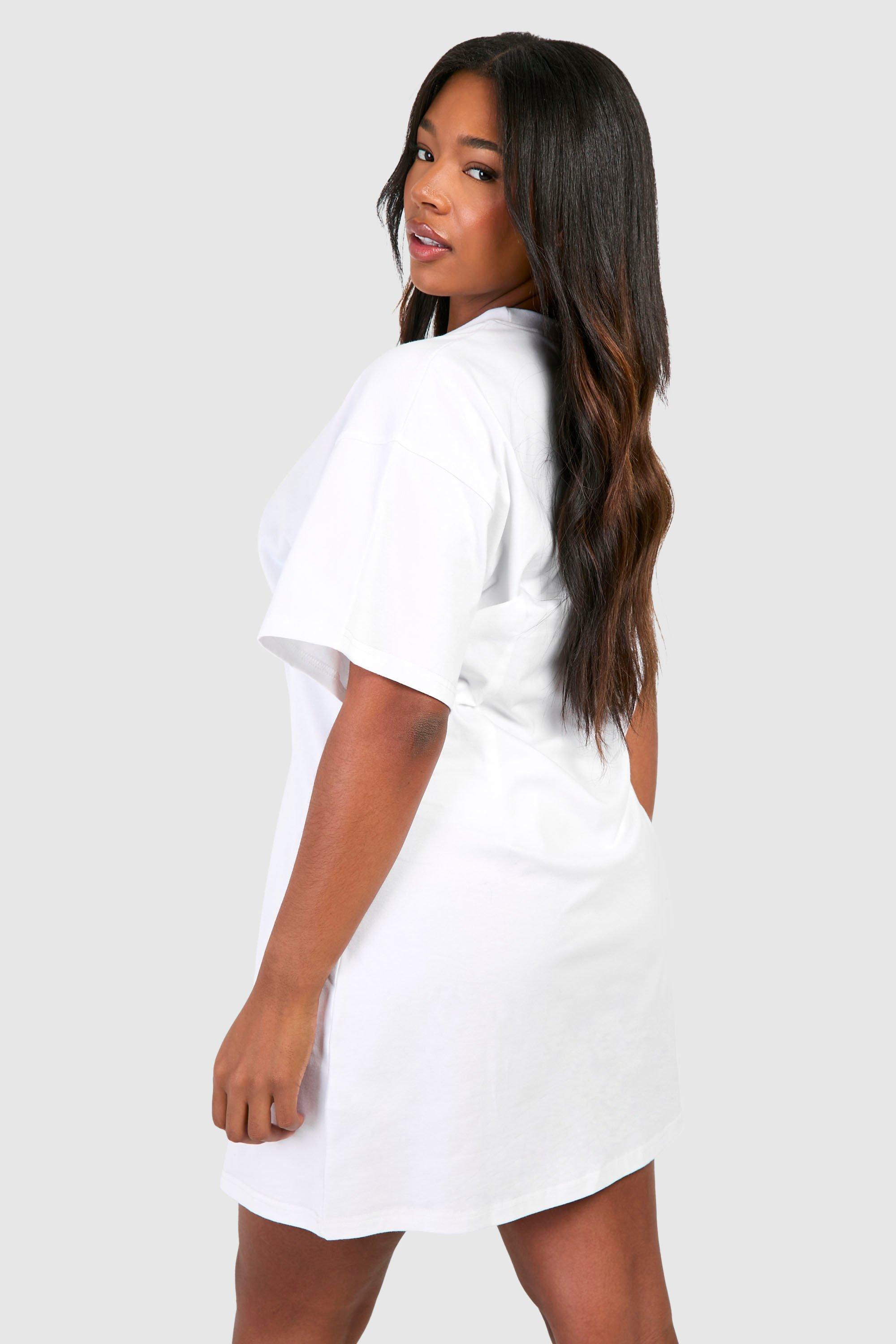 Plain white t shirt dress best sale plus size