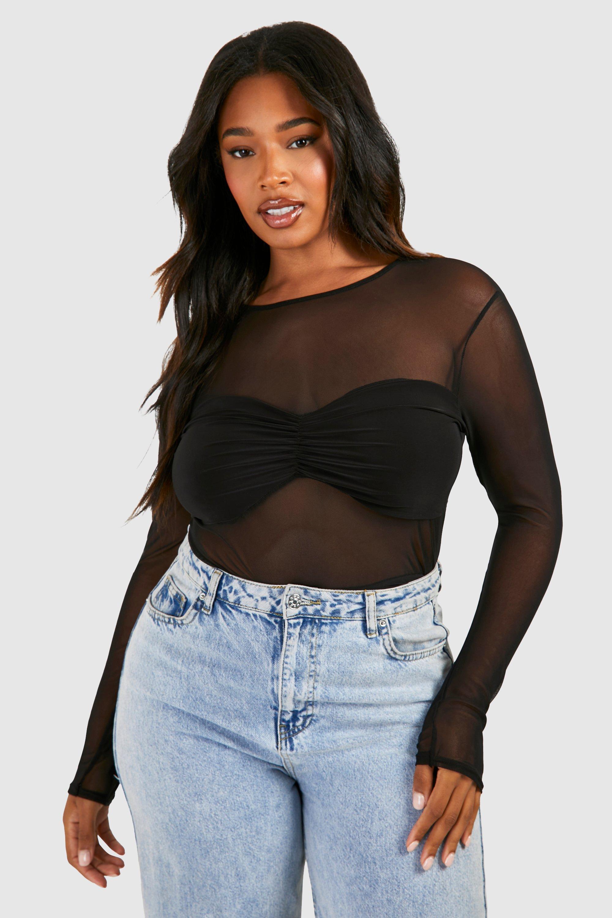 Plus Black Mesh Bodysuit