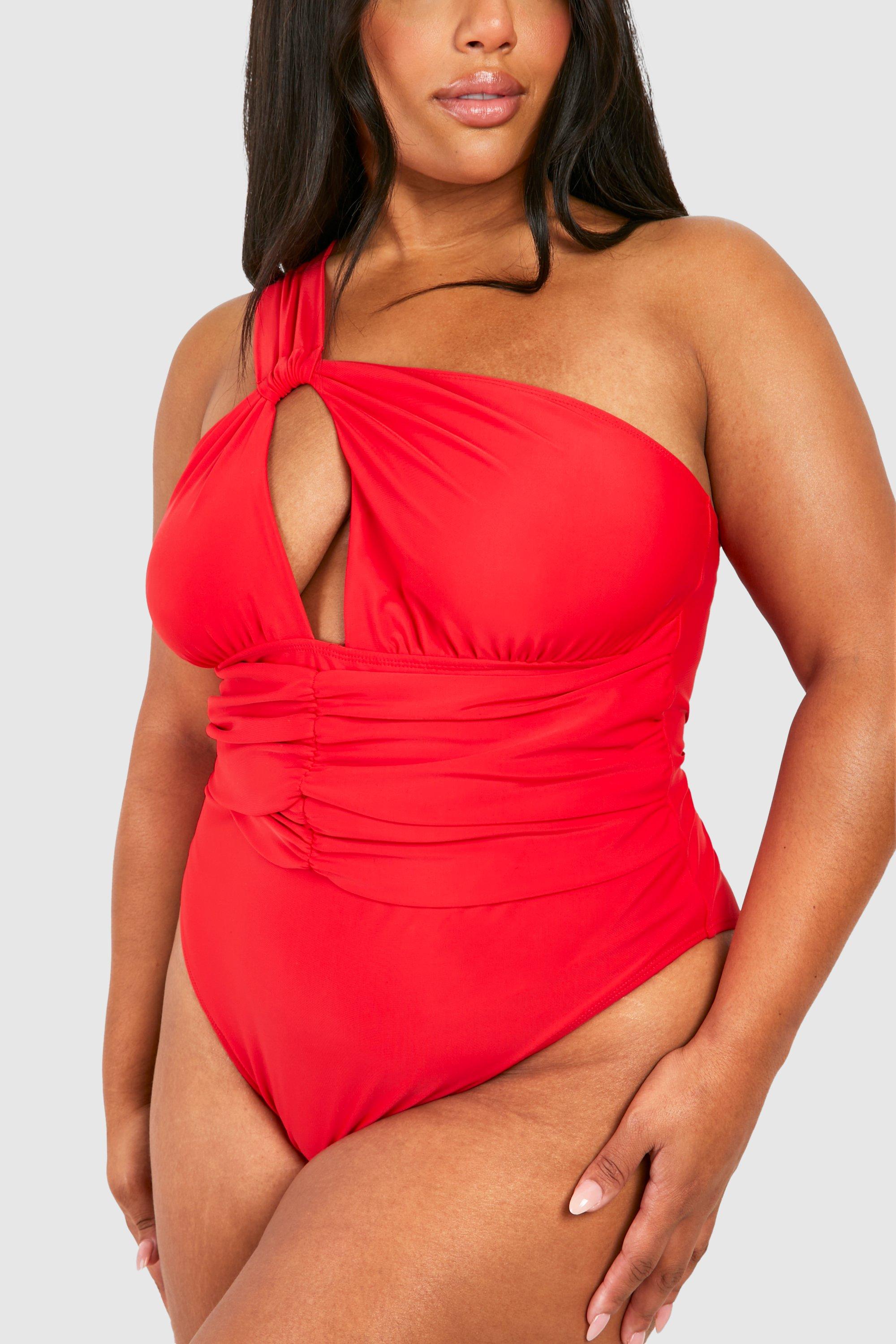 Plus Keyhole One Shoulder Swimsuit