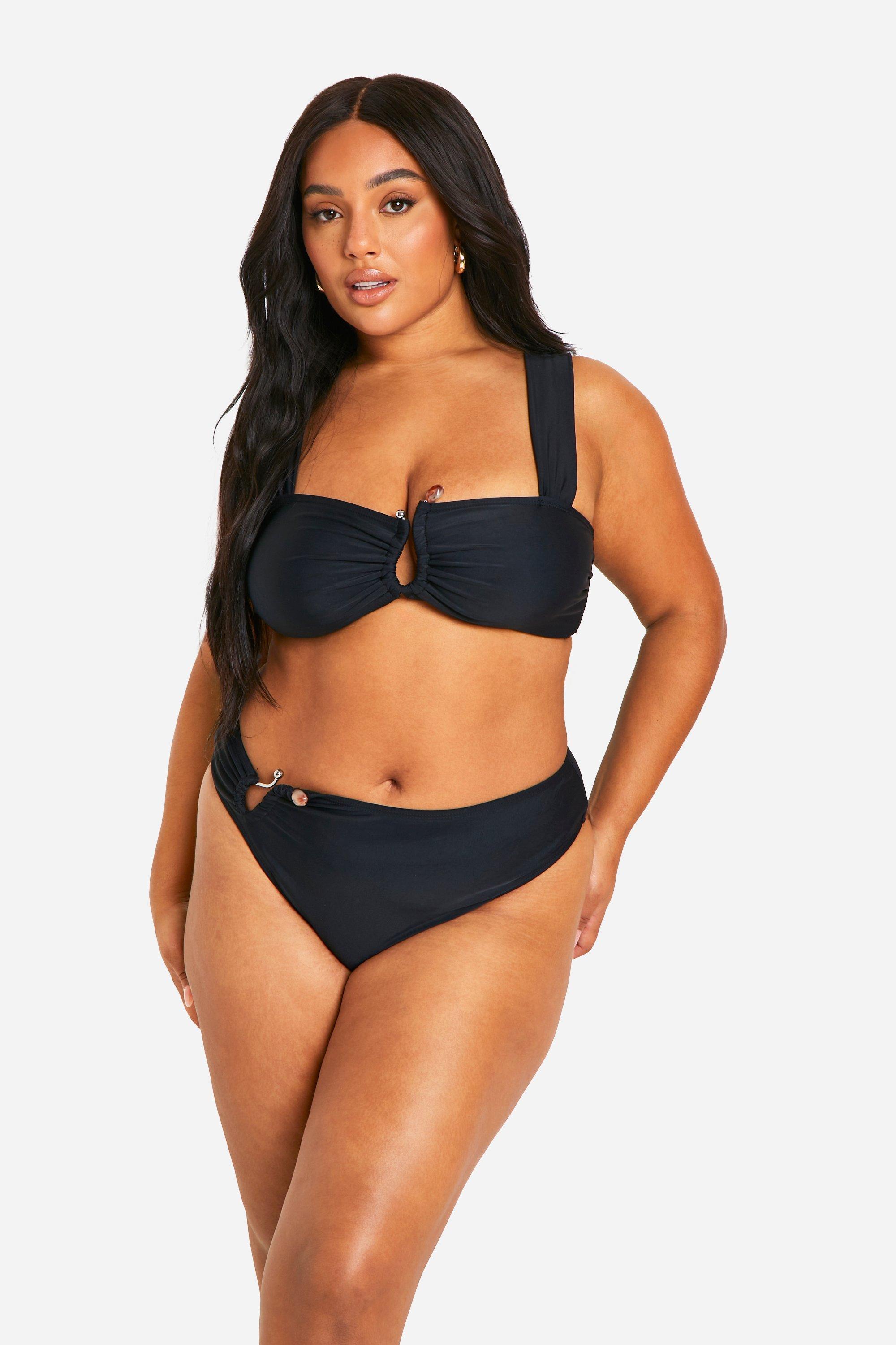 Black bikini plus size sales
