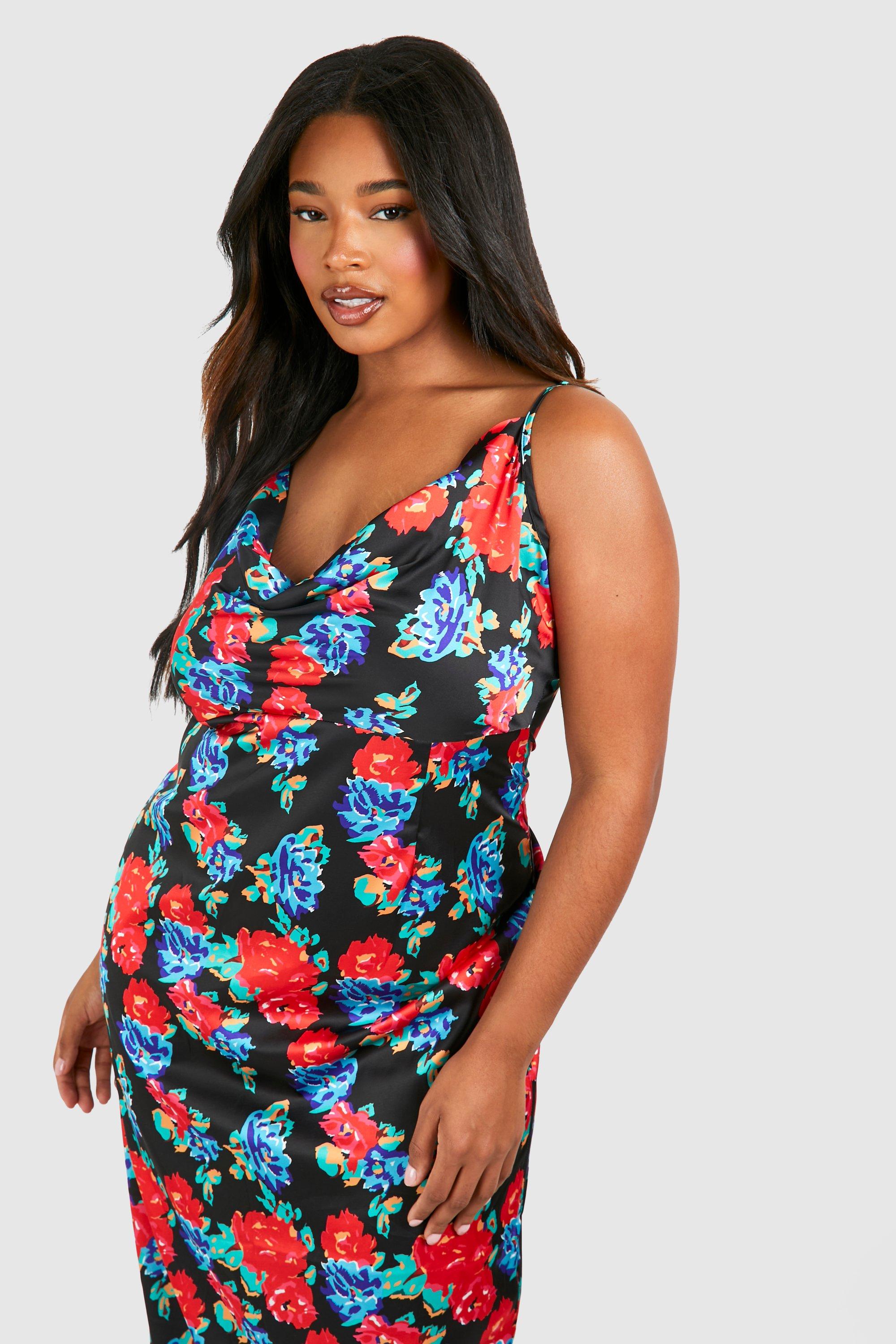 Plus Floral Printed Satin Maxi Dress boohoo IE