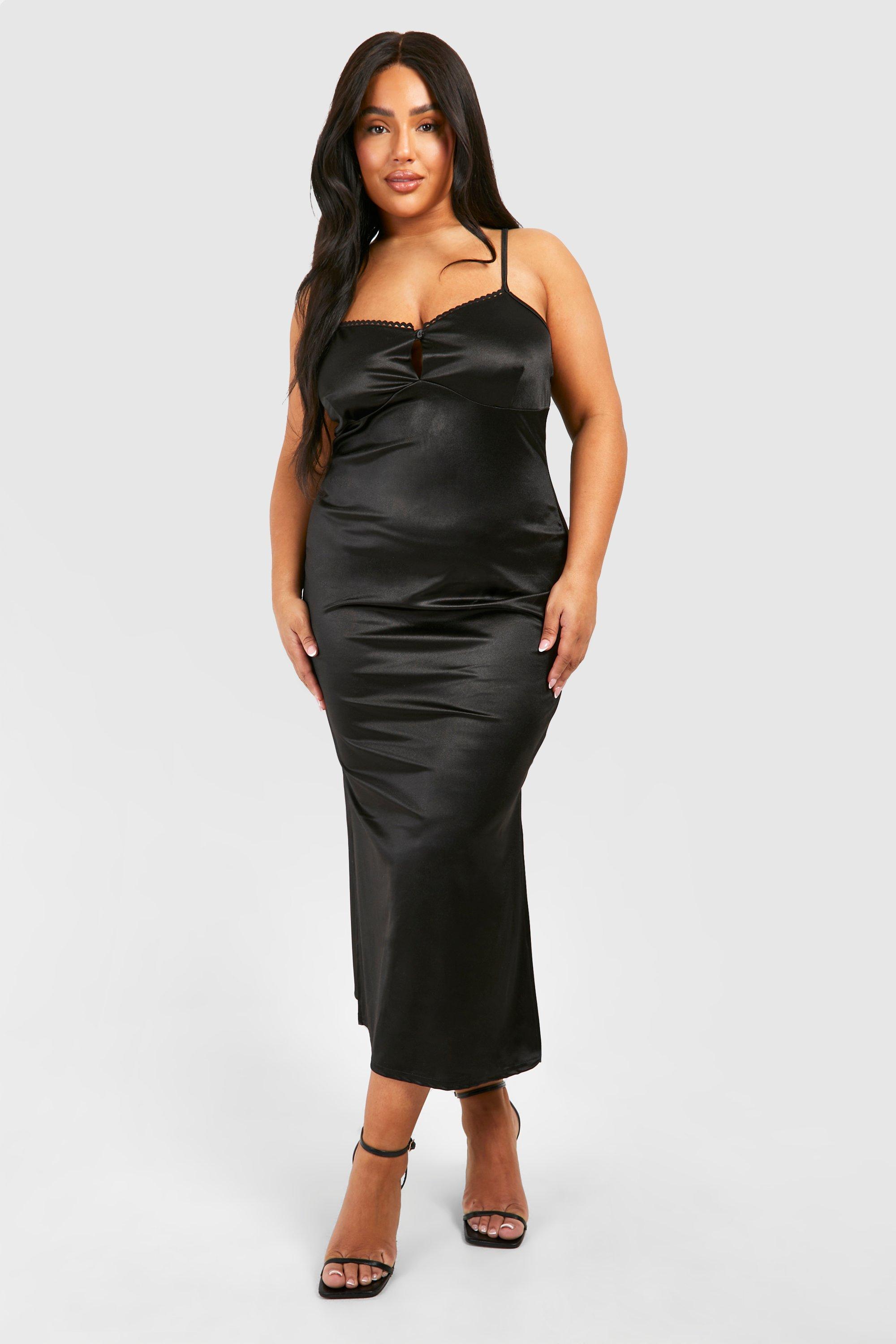 Plus Strech Satin Midi Slip Dress | boohoo USA