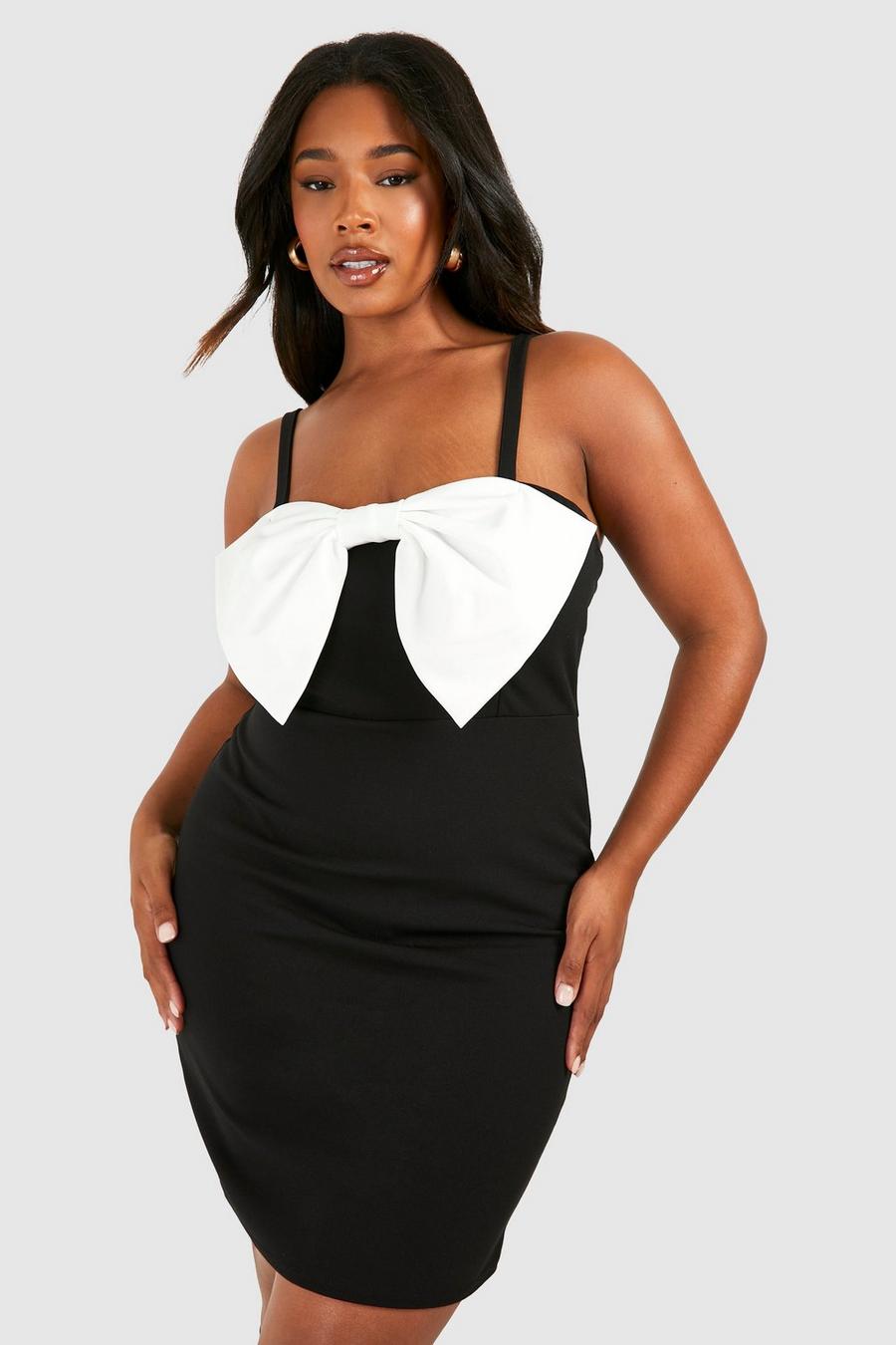 Black Plus Kort klänning med rosett image number 1