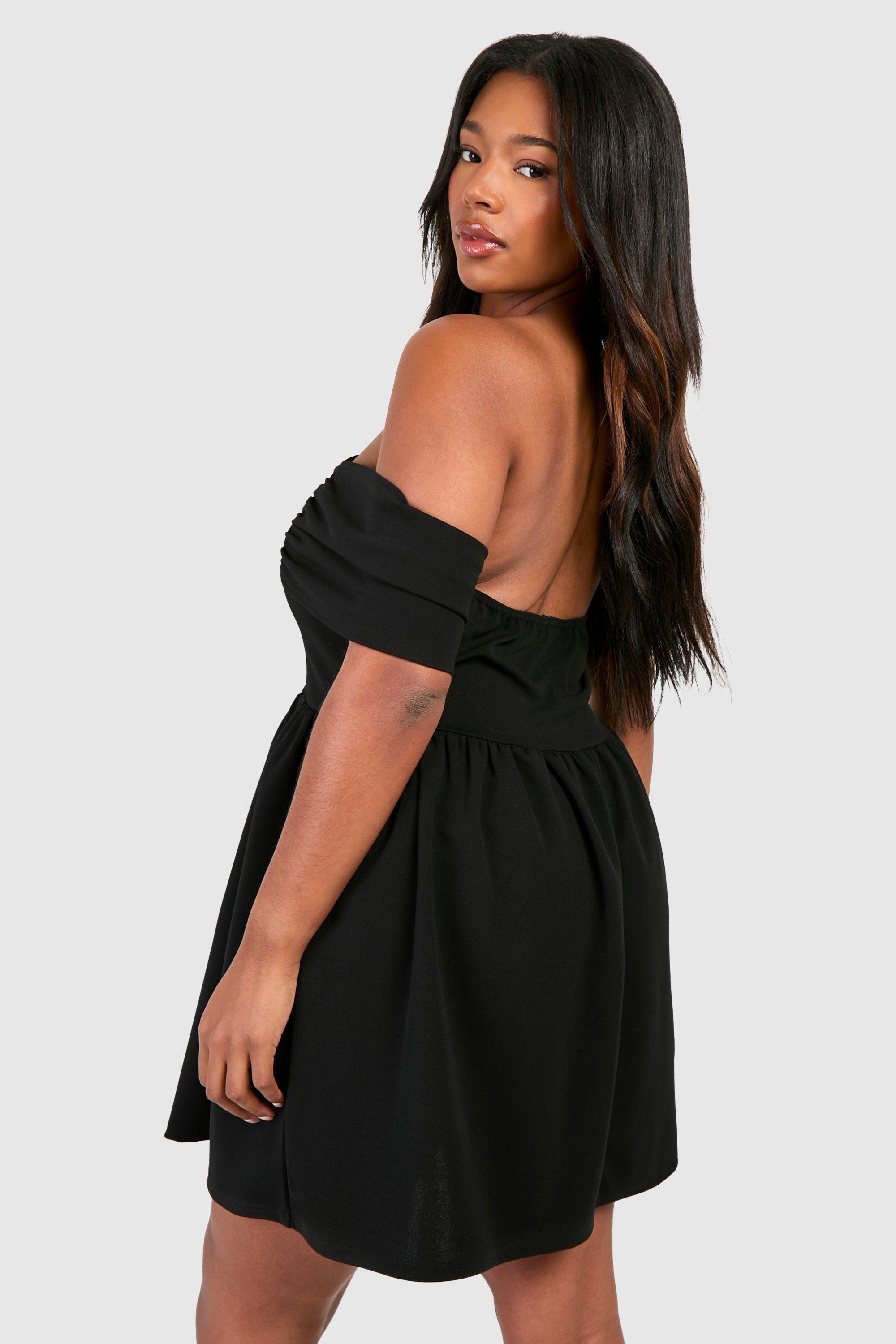 Plus Bardot Drop Shoulder Skater Dress boohoo DK