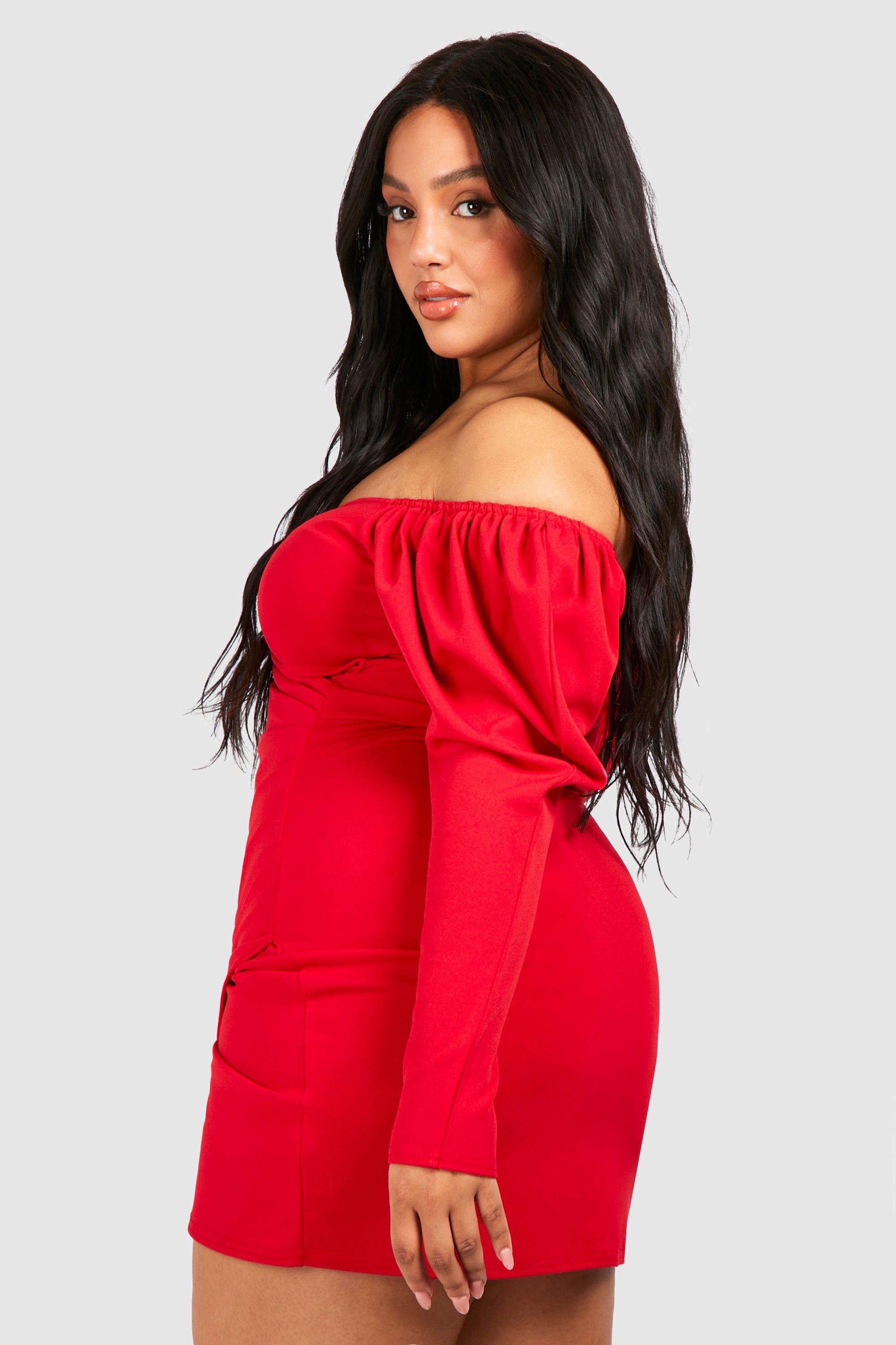 Plus Bardot Wrap Bodycon Dress boohoo NZ