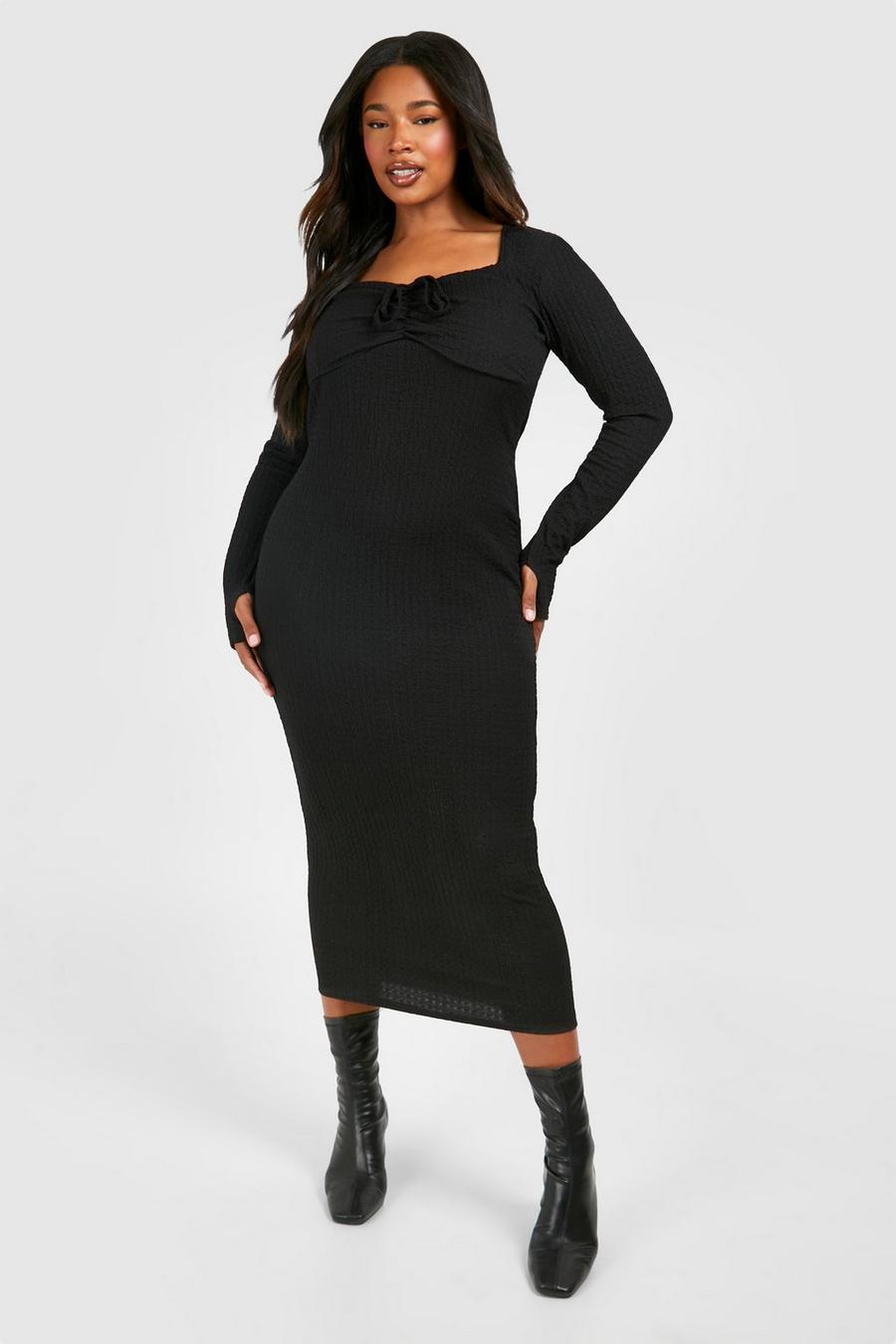 Plus Split Back Hem Knot Detail Dress  Plus size maxi dresses, Plus size  fashion, Black sheath dress