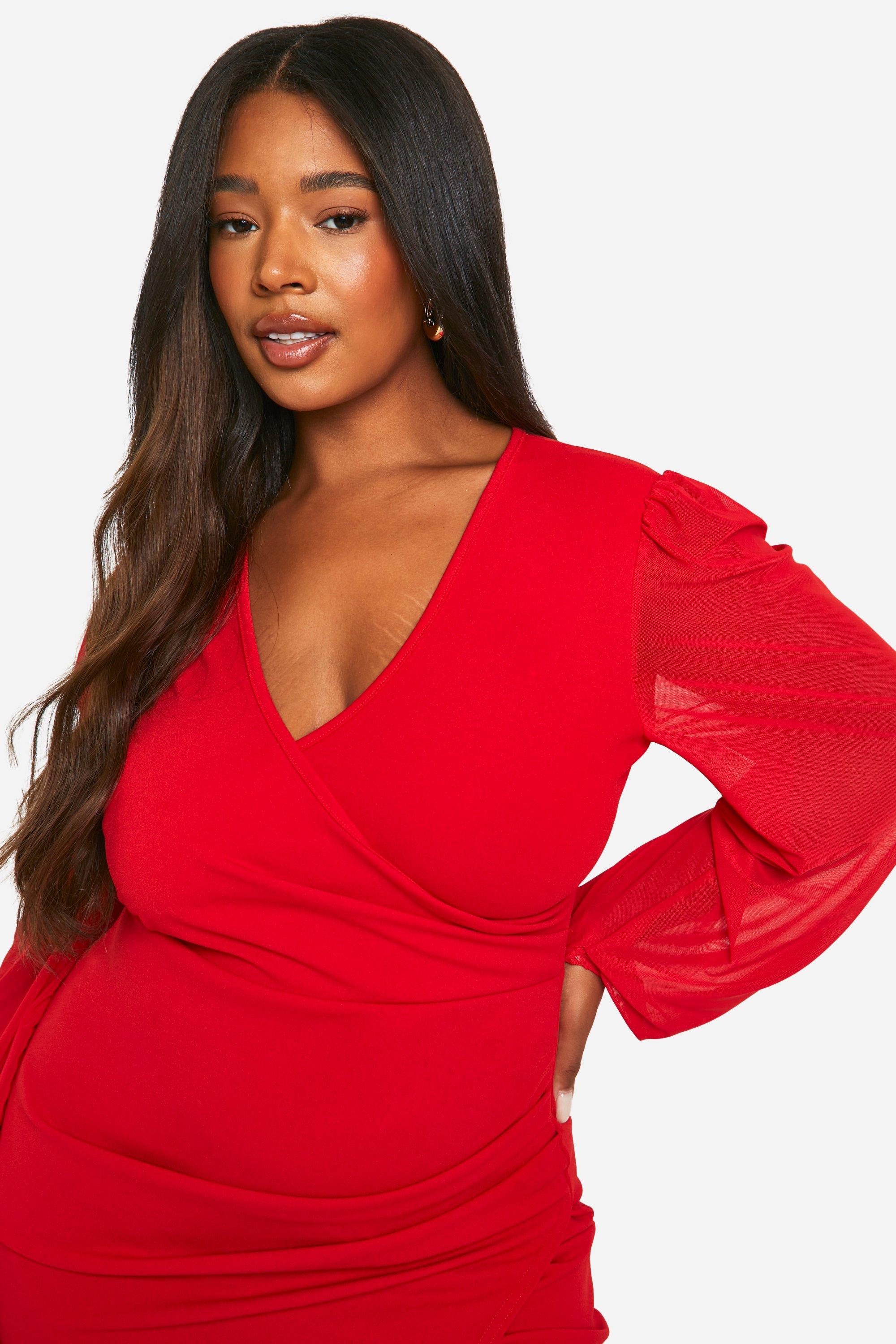 Plus Mesh Wrap Dress boohoo IE