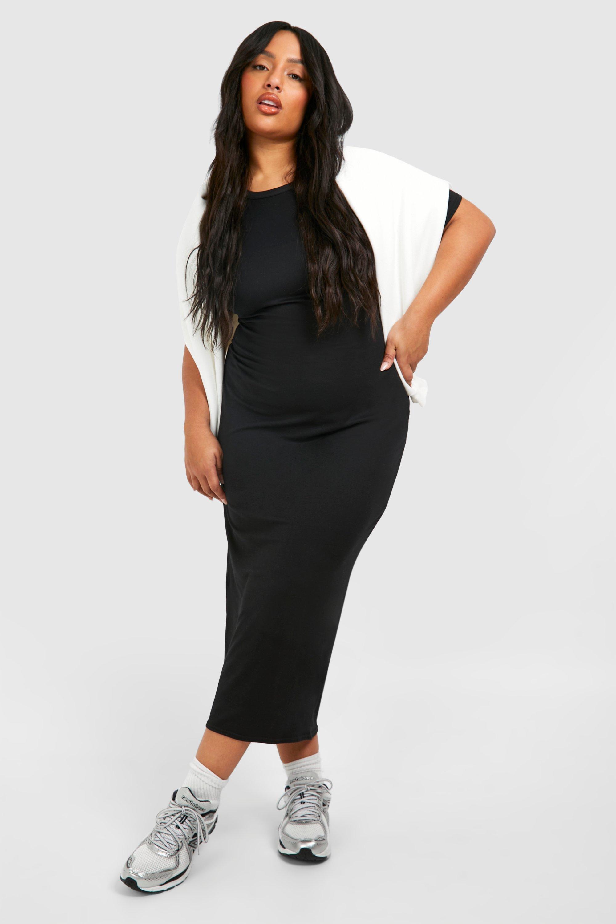 Grande taille Robe droite super douce a manches froncees boohoo FR