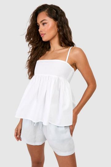 Square Neck Cotton Poplin Cami white